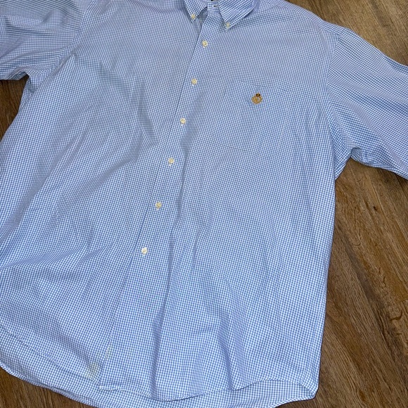 Lauren Ralph Lauren • Blue Gingham Plaid Short Sleeve Button Down - Picture 2 of 8